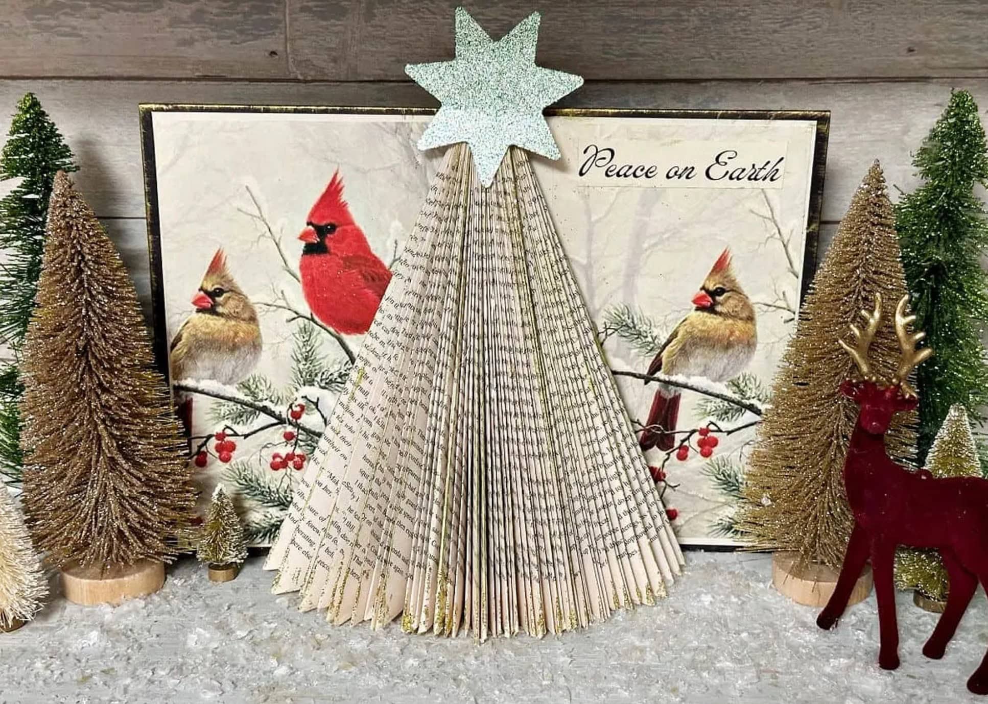 folded book page christmas tree