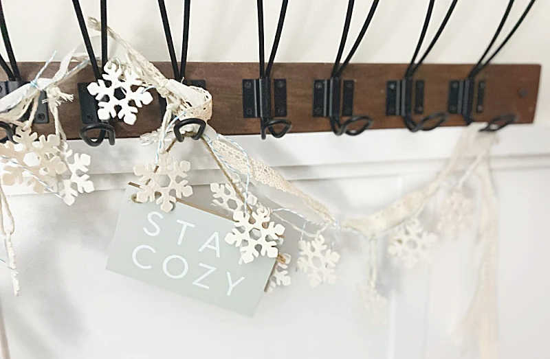 winter decor with a snowflake garland