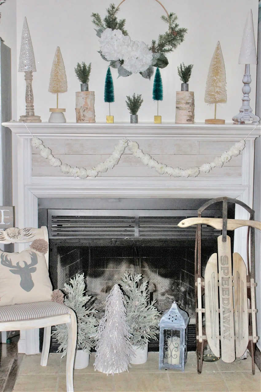 decorating a mantel and fireplace for winter