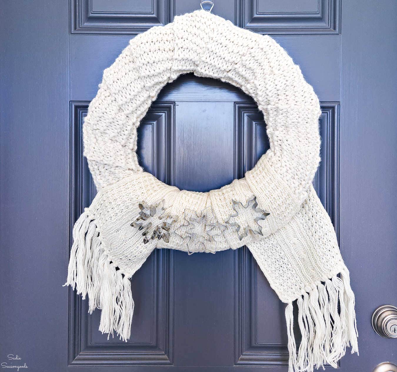 Winter Door Wreath with Vintage Cookie Cutters