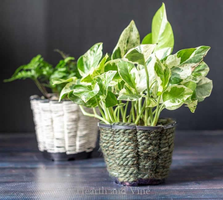 woven planters with yarn