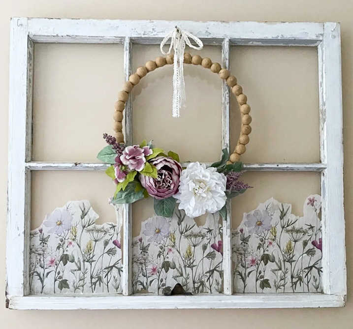 spring decoration with a vintage window