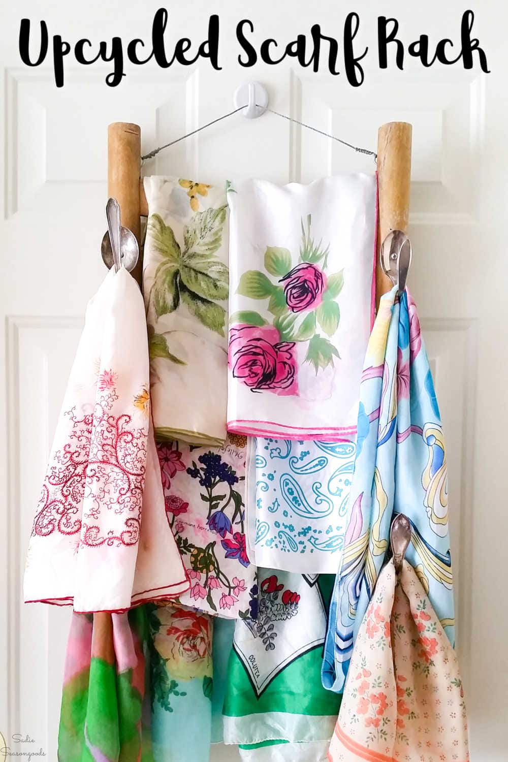 upcycling a ladderback chair into a scarf rack