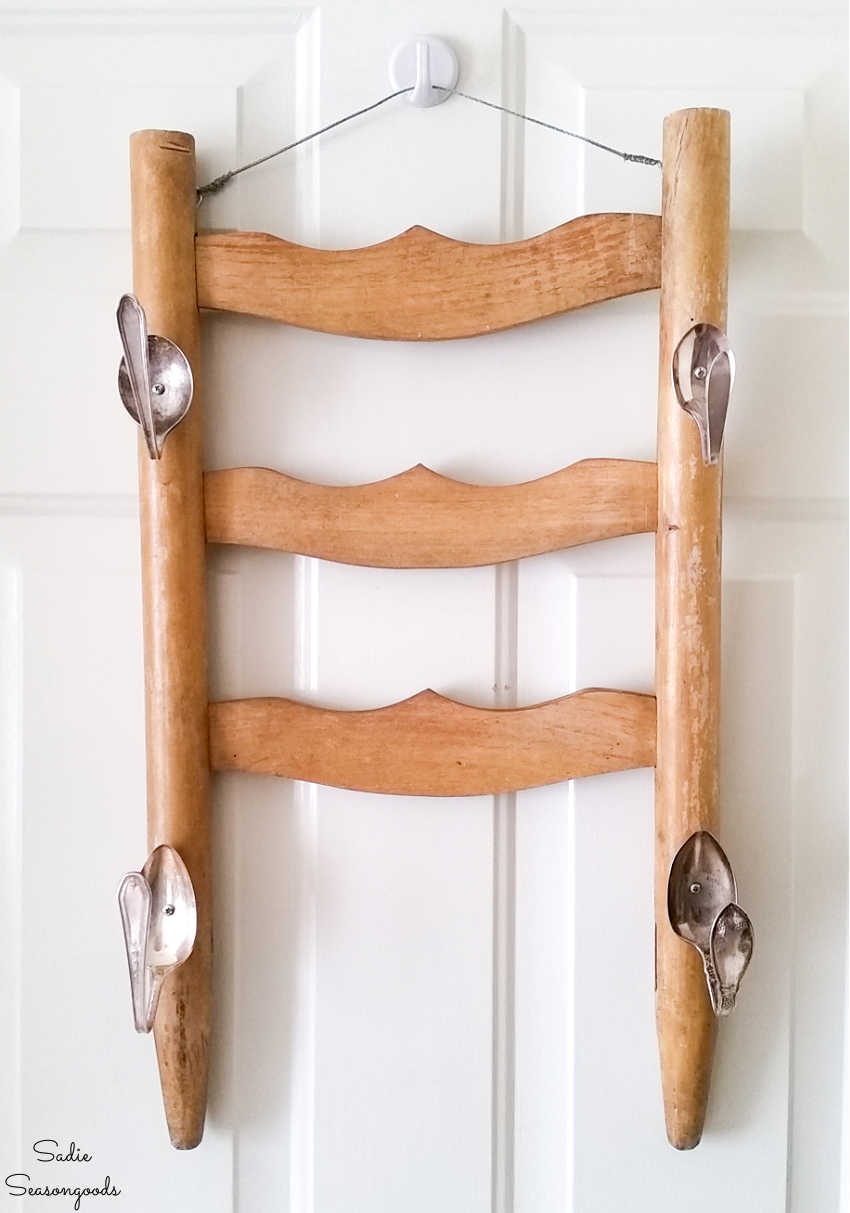 upcycle a ladderback chair into a scarf organizer